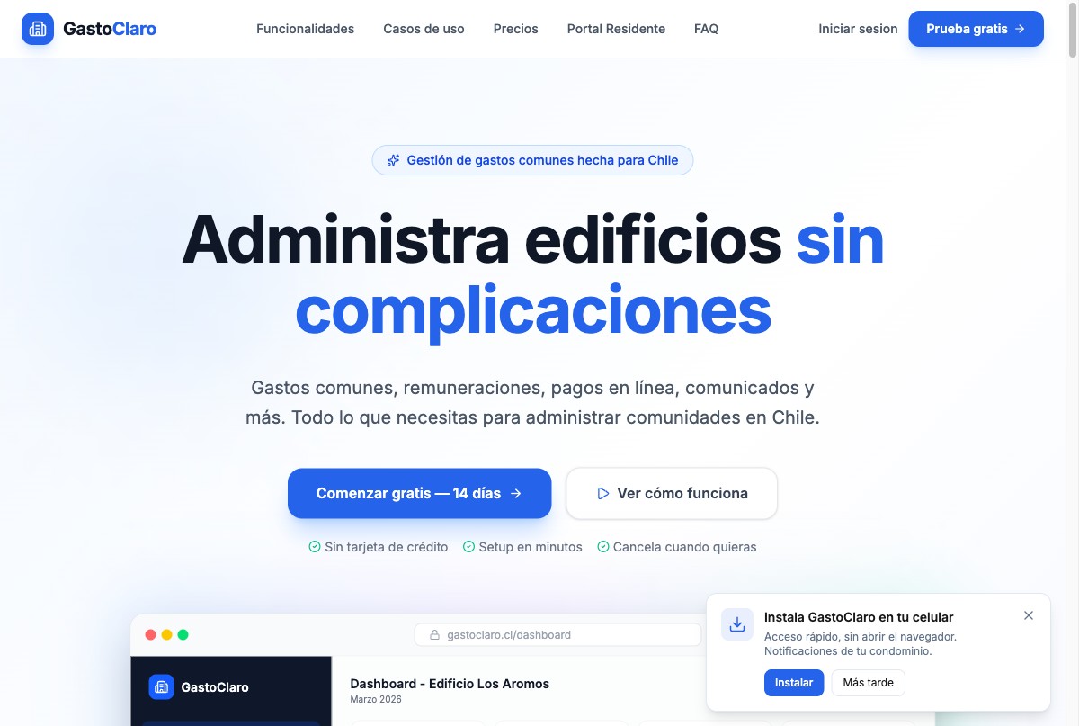 GastoClaro - Software gastos comunes condominio Chile